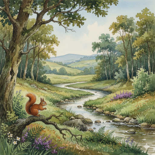 Red squirrel in a woodland
