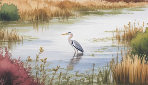 Heron at a wetland
